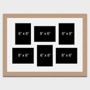 Multi Photo Picture Frame Holds 6 8"x6" Photos in a 30mm Oak Veneer Frame - Multi Photo Frames